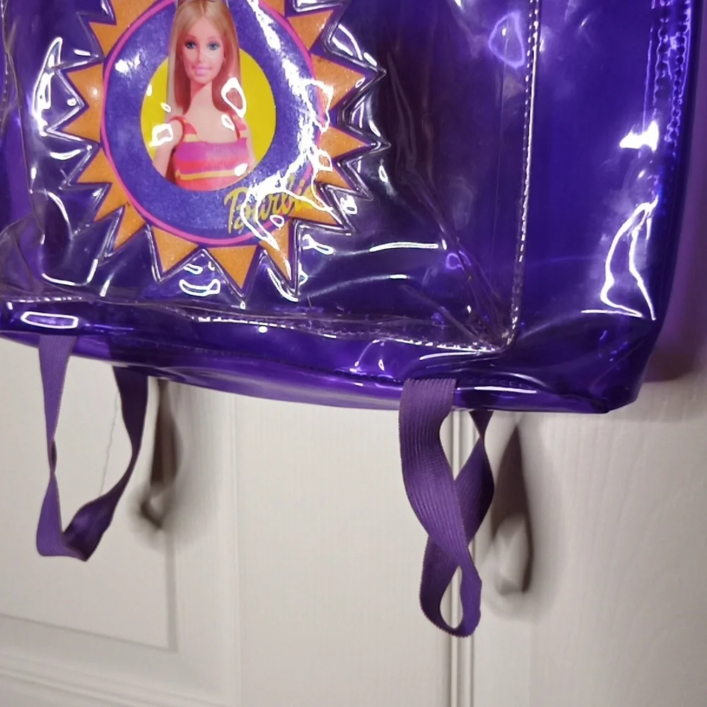 Vintage Barbie Beach Bag Tote Purple Vinyl Y2K 90's Throwback w/Towel Straps